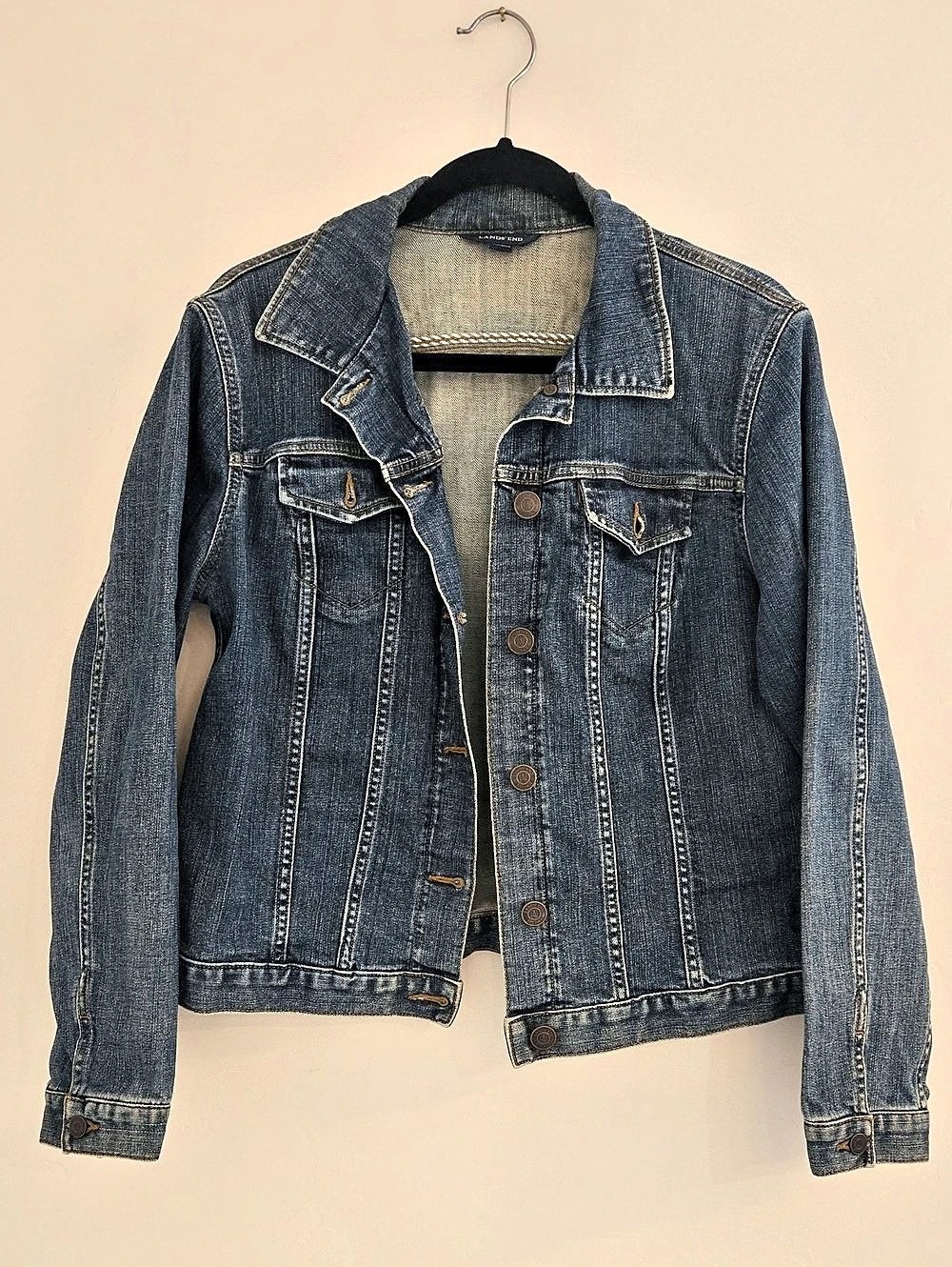 Lands' End Women's Denim Jean Jacket Size Medium Like New